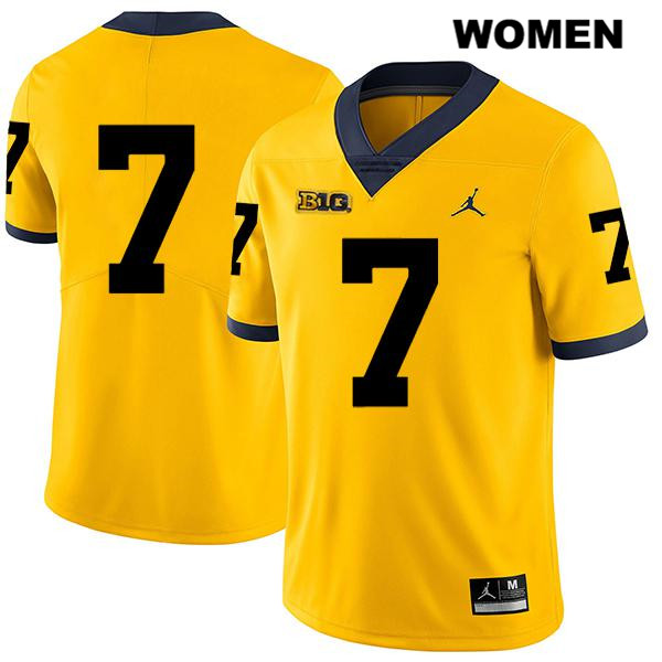 Women's NCAA Michigan Wolverines Tarik Black #7 No Name Yellow Jordan Brand Authentic Stitched Legend Football College Jersey ZJ25W52AK